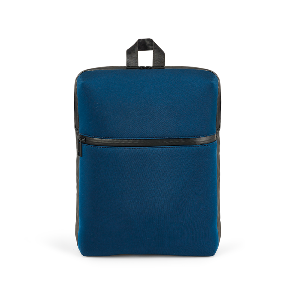 Branve URBAN Backpack front in blue colour. Versatile, high-density soft shell city tarpaulin backpack.