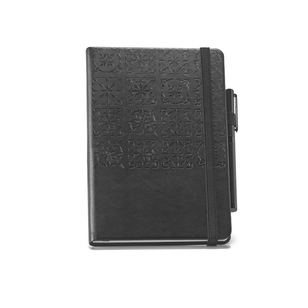 Branve TILES Notebook. A5 hard cover imitation leather notepad with pen holder (pen not included).